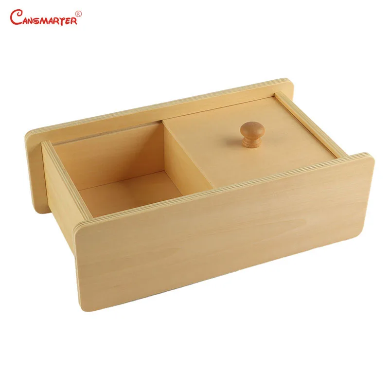  Wooden Sensory Toys Box with Sliding Lid Attention Practice Game Baby Boy 0-3 Years Home Educationa