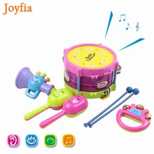 5 pçs/set Jogando Conjunto de Instrumentos Musicais Do Bebê Brinquedos Coloridos Tambor Handbell//Trompete/Afoxé Brinquedo Educativo para As Crianças #