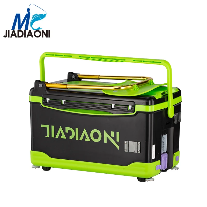 JIADIAONI 30L 5.5kg Plastic Multifunction Fishing Tackle Boxes Portable Fishing Box Seat - Цвет: Зеленый