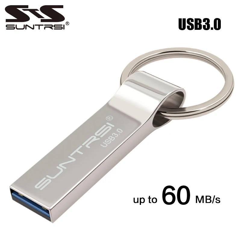 Suntrsi USB флеш-накопитель 8 ГБ/32 ГБ/16 ГБ 3,0 металлическая Флешка для ПК высокоскоростной флеш-накопитель 64 ГБ с кольцом для ключей