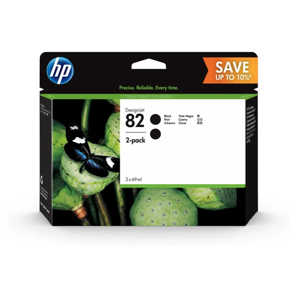 

HP 82 2-pack 69-ml Black DesignJet Ink Cartridges Black HP Designjet 510 610mm Printer Designjet 510 1067mm Printer Designj