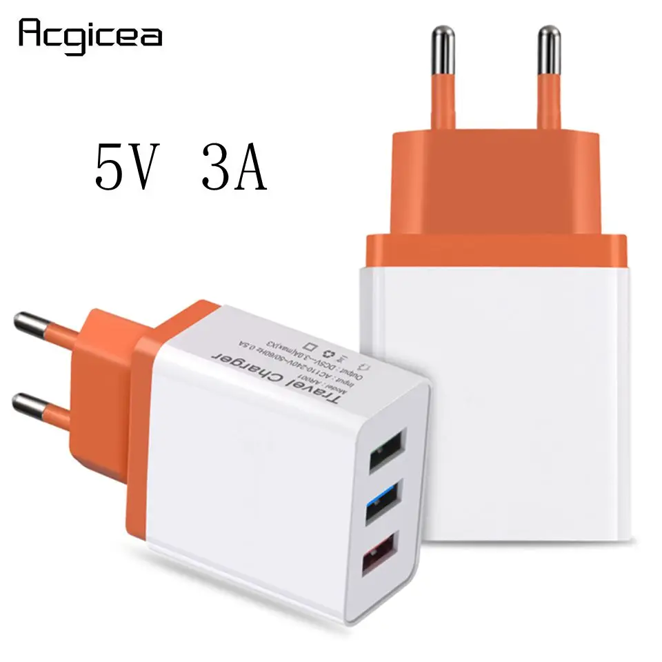 

3 USB Charger 5V 3A Mobile Phone Chargers For iphone 6 7 8 Fast Charging USB-Charger For Samsung Xiaomi Universal Wall Adapter