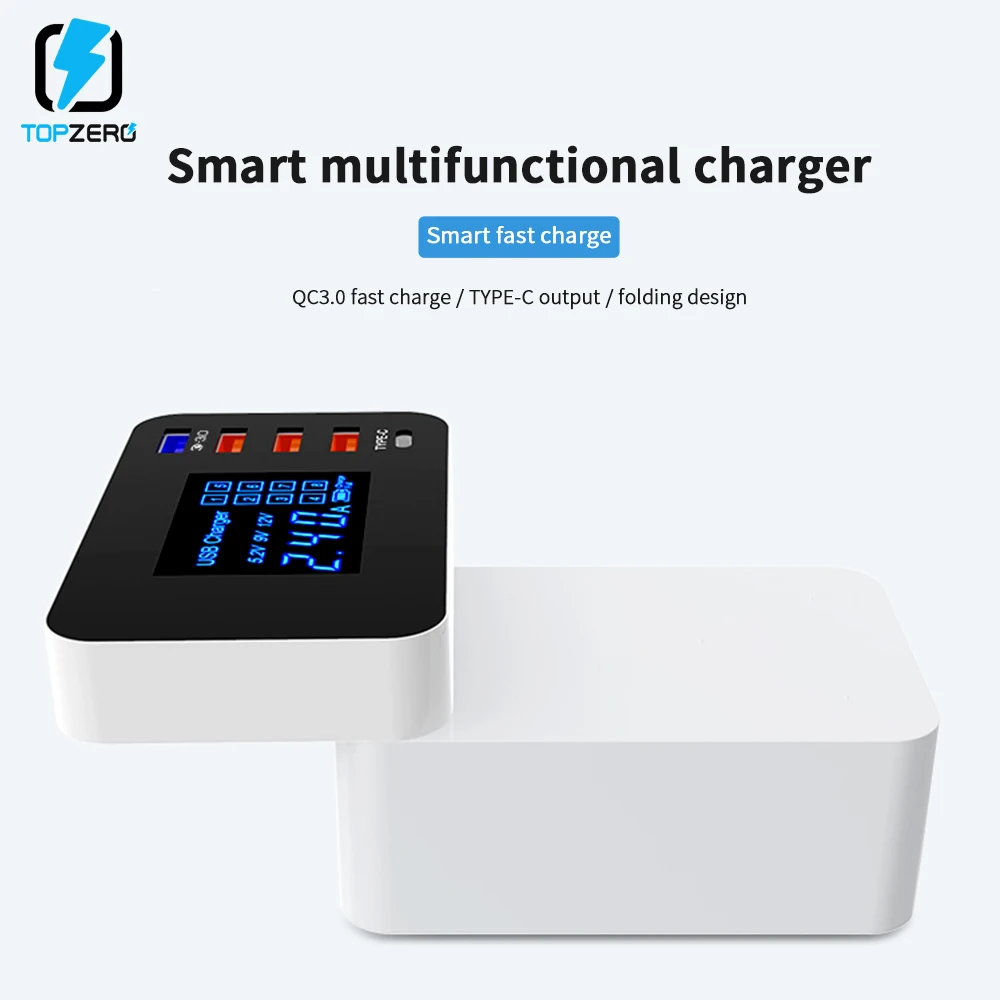 Зарядное устройство USB Quick Charge 3,0 Smart type C светодиодный дисплей док-станция портативное быстрое зарядное устройство для iPhone huawei адаптер EU US UK Plug