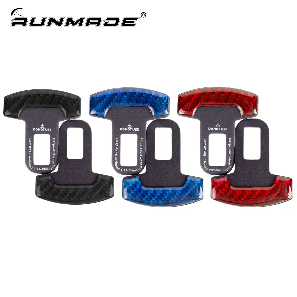 

runmade 2pcs/lot Car-Styling Carbon Fiber Car Safety Seat Belt Buckle Clips Vehicle-mounted Bottle Openers Universal for car