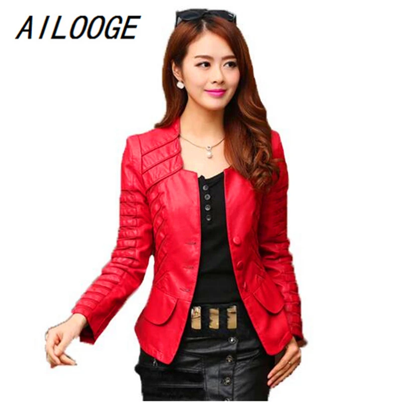 de cuero de otoño para mujer, informal, de manga larga, falso abrigo corto, moderno mosaico de talla grande, chaqueta bomber barata PU para mujer|Chaquetas de cuero| - AliExpress