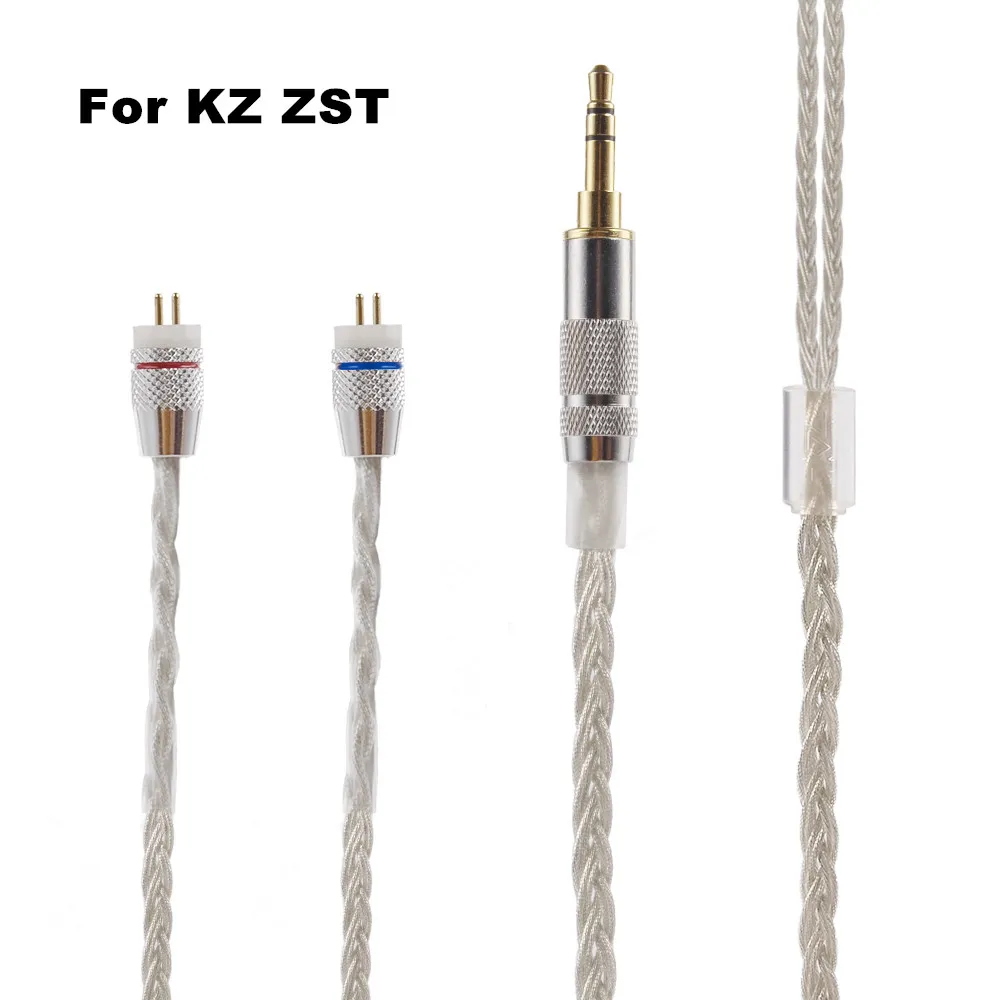 AK Newest KZ Cable 2pin 0.75 mm Upgraded Silver Plated Cable Earphone