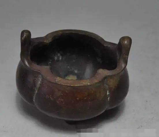 

S01182 old Chinese Dynasty Palace Buddhism pure bronze statue incense burner Censer