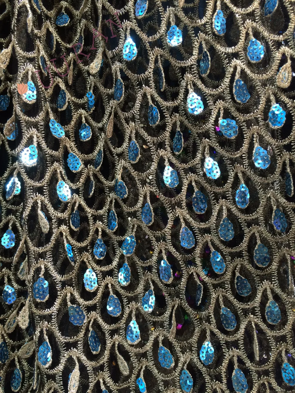 5 yards indian french net lace fabric with sequins embroidered Fabric | Дом и сад