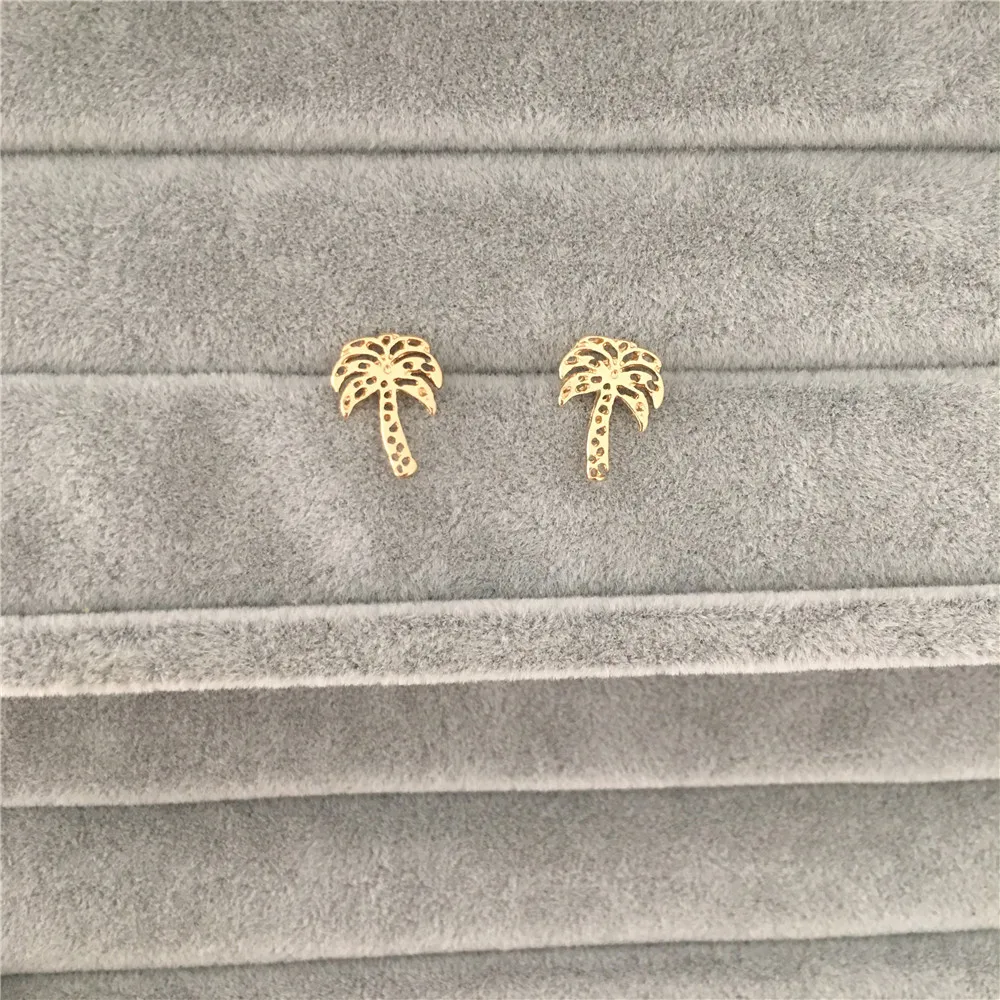 

HOT SUMMER TRENDY CUTE GIRLY GOLD COLOR COCONUT TREE PALMTREE STUD EARRING FOR GIRL WOMAN MAN