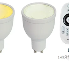 2 шт. 4 Вт 2,4 ГГц WW/CW GU10 Светодиодный прожектор+ 1 шт. 2,4 ГГц WW/CW 4 зоны сенсорный пульт дистанционного управления(Ми-фонарь стоп-сигнала