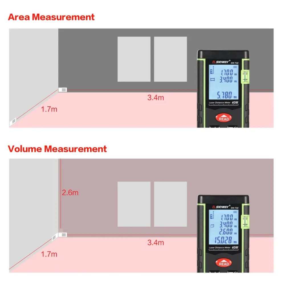 Лазер sndway дальномер 100M 80M 60 м 40M лазерный дальномер измеритель лазерная рулетка расстояние инструмент