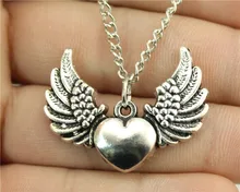 Hot Selling New For Women Jewelry Accessories 36*27mm wing heart pendant long necklace Wholesale Cheap Aliexpress