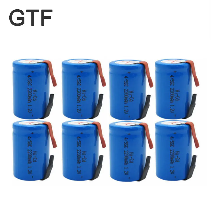 

GTF 1-20PCS 1.2V 2200mAh NiCd 4/5 SubC Sub C Rechargeable Battery Tab Blue Ni-Cd Batteries For Shaves Emergency Lighting Radios