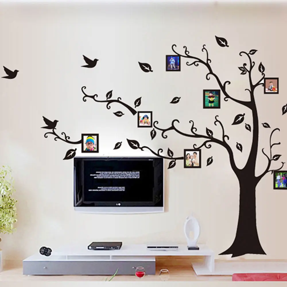 Black Picture Photo Frame Tree Wall Sticker Decal Decals Wallpaper Wall
