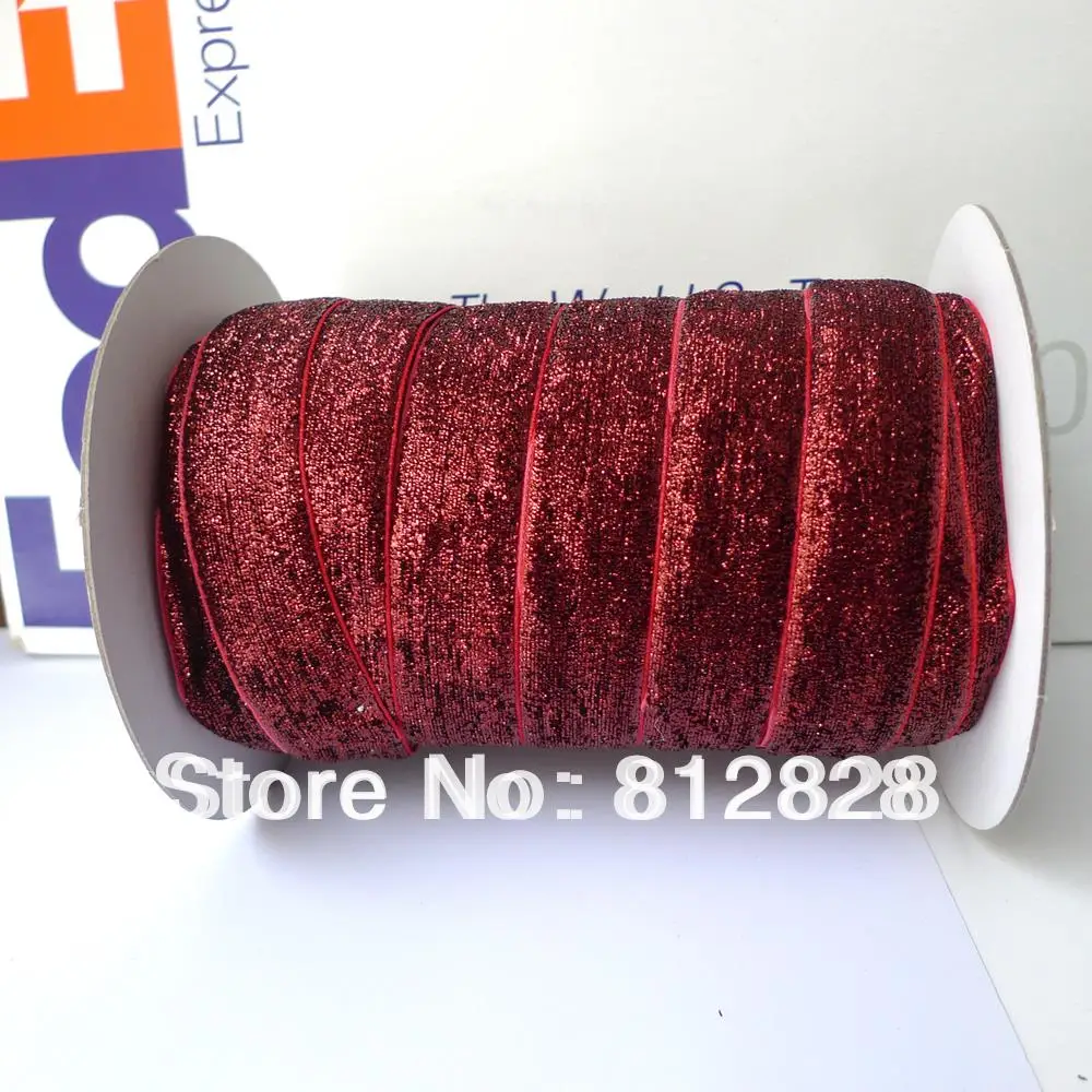 1'' 25mm #10 Burgundy Glitter Metallic Velvet Ribbon Free Shipping | Дом и сад