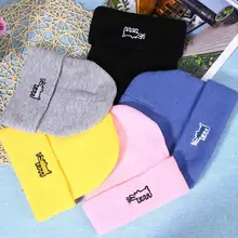 Теплая милая собака мультяшная Зимняя Шляпы для мальчиков и девочек шапочка вязаная бини модные однотонные кепки унисекс шапки Аксессуары Новое поступление