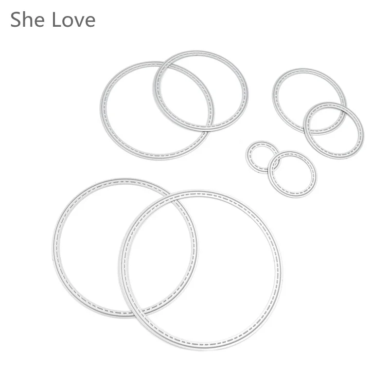 

She Love 1 Set 8pcs Round Metal Cutting Dies Scrapbooking Stencil DIY Album Paper Card Template