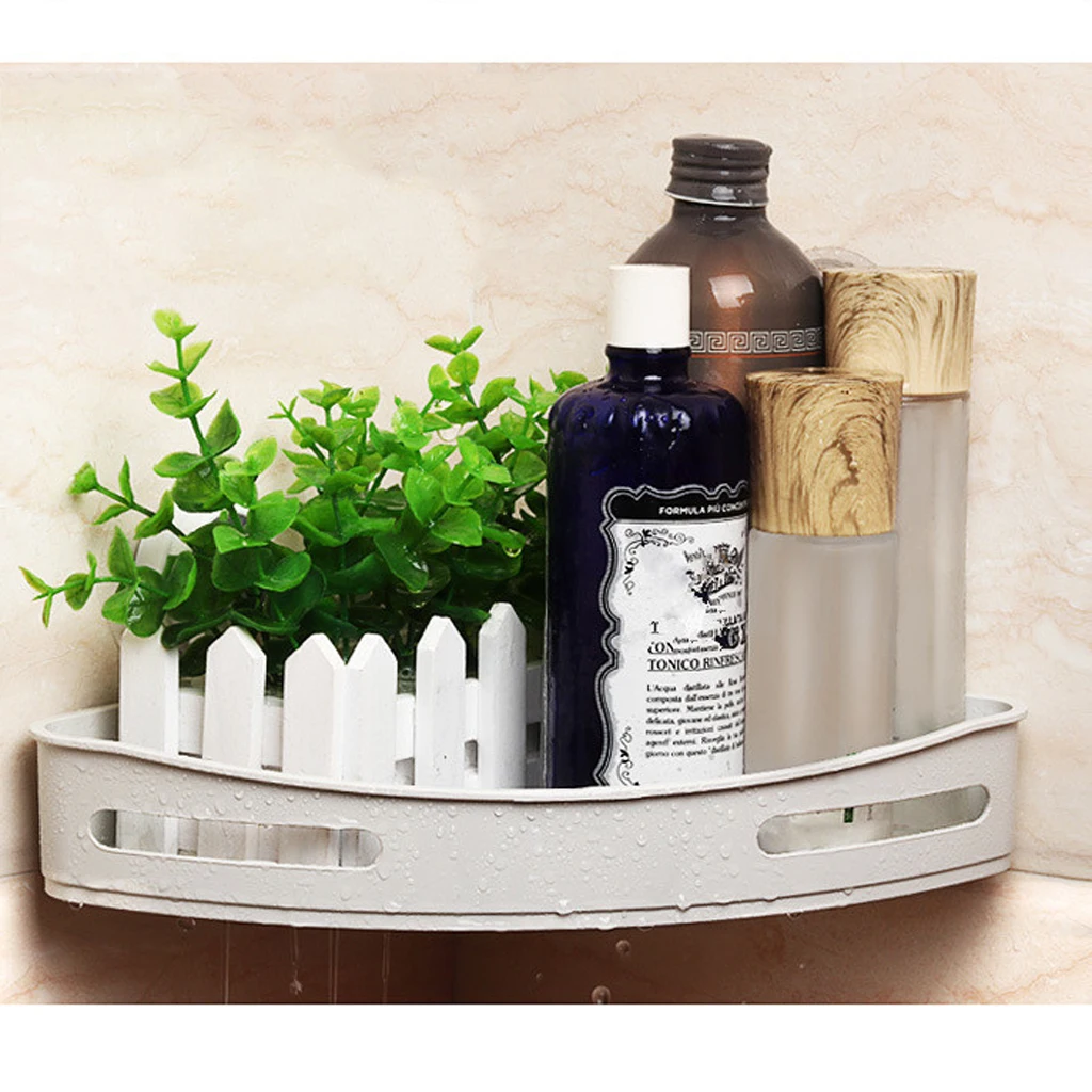 Gray/White/Beige Wall Mounted Bathroom/Hotel/Kitchen/Living Room Toiletries Holder Toothbrush Storage Shelf Rack