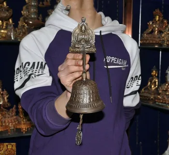 

wedding decoration Tibetan Buddhism Bronze Tara Kwan-yin Bell Chung chimes clock Exorcism doorbell