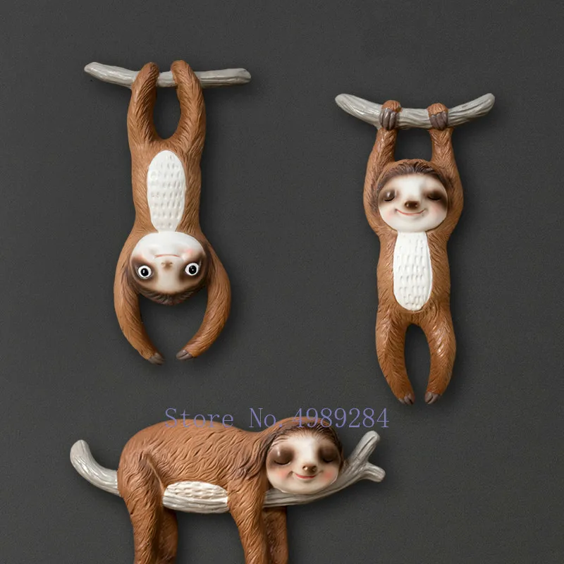 

Creative Nordic Resin sloth Wall hanging stereoscopic Cartoon Children's room Home bedroom wall Decoration Wall mount