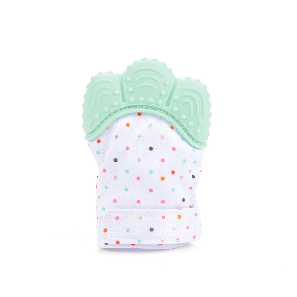 Силиконовые ювелирные изделия Упаковка перчатка для режущихся зубов Прорезыватель перчатка панда животных обертка звук Прорезыватель для малышей детские подарки - Цвет: mint