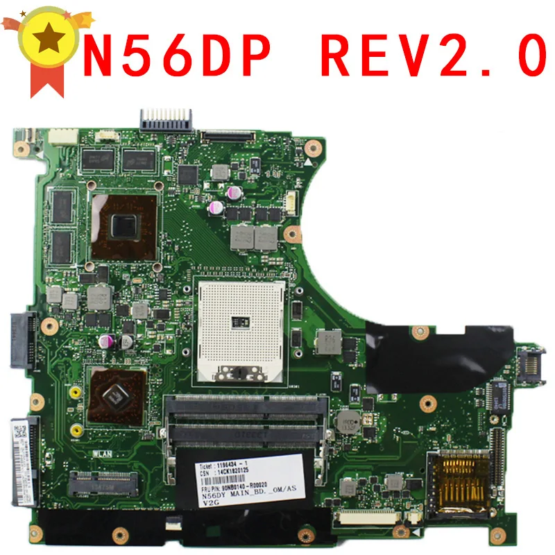 Материнская плата для ноутбука For Asus N56D N56DP N56DY N56DR REV2.0 материнская 60-NQOM1002-C03 |
