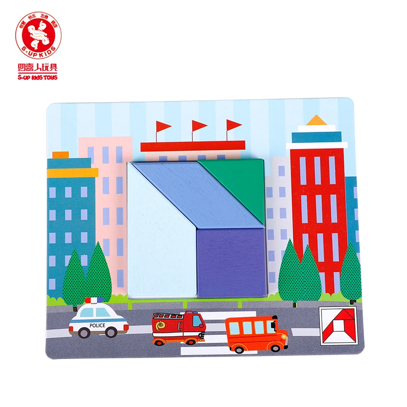 Креативные обучающие Игрушки tangram деревянные детские паззлы игрушки для детей