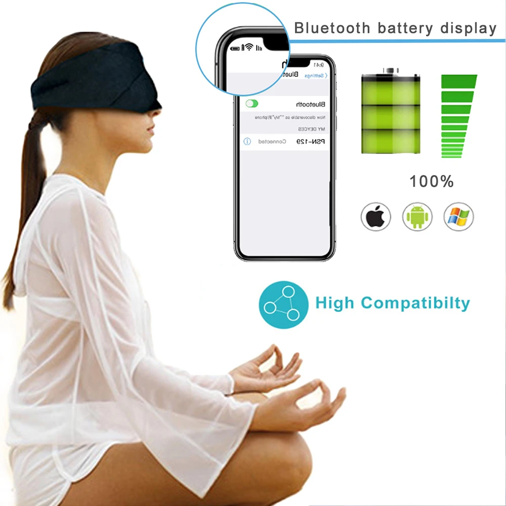 Bluetooth 5.0 Sleep Music Call Eye Mask Earmuffs Full Shading Handfree Wireless Headband Call Microphone Headset Eye Mask