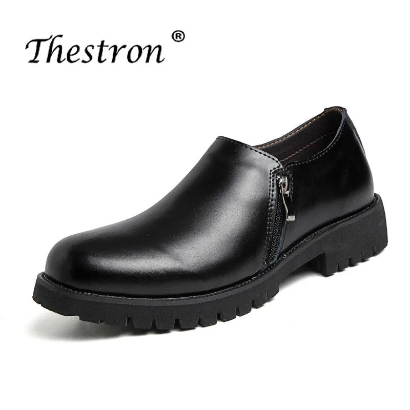 Ifrich Men Zip Shoes Luxury Brand Man Martins Shoes Leather Designer Sneakers For Mens Brown Retro Young Handmade Leather Shoes