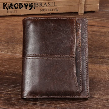 

Original Oil Wax Leather Mens Wallets Vintage Man Wallets Real Cow Leather Money Clips Short Billfold Cash Purse Simple Carteira