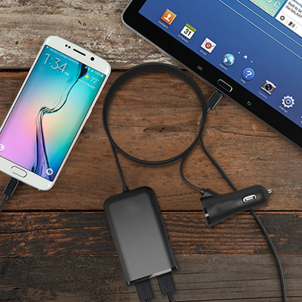4 في 1 قطعة محول سريع كابل الأسرة السيارات مركبة متعددة الوظائف متعددة منافذ USB اللوحي شاحن سيارة للهاتف المحمول