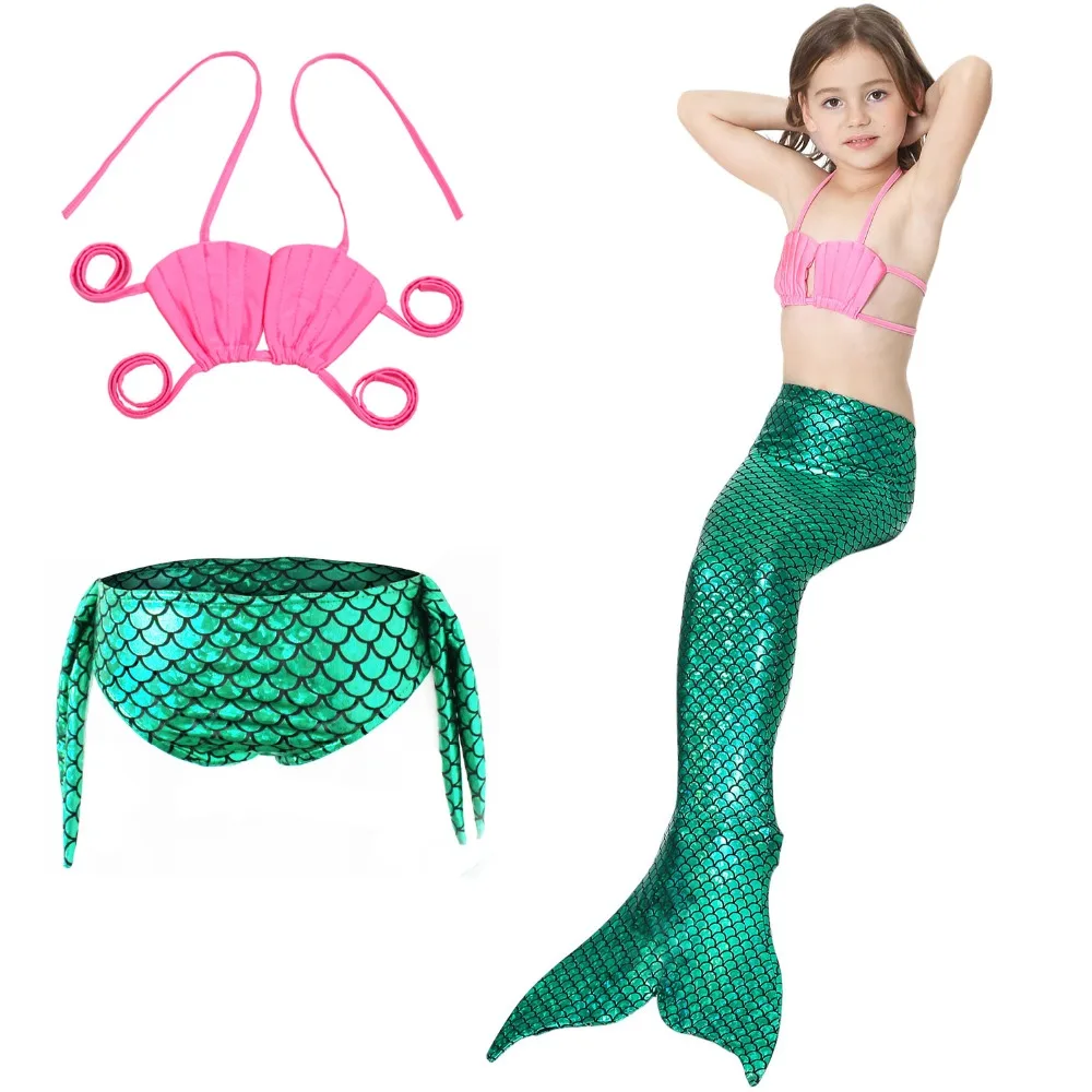 

3pcs/set Mermaid tail Costume Cosplay Princess Ariel Children The Little Mermaid Tail for Swimming Kids For Girl Fancy Swimsuit