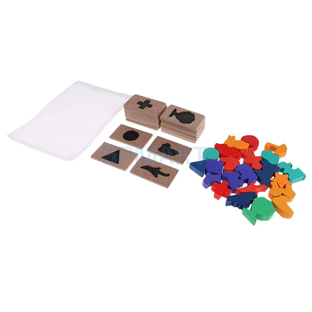 Kids Montessori Shadow Matching Insert Boards Toy Jigsaw Puzzles Wooden Gift