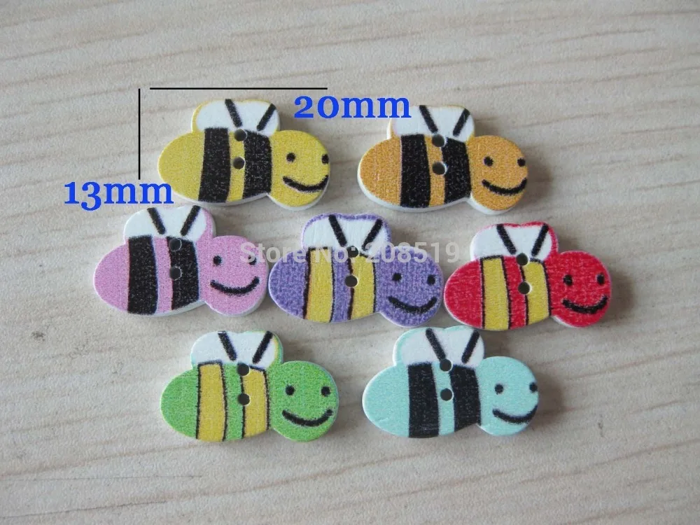 

WB0147 Bee shape buttons wood cartoon 200pcs 13mm* 20mm buttons for baby shirt