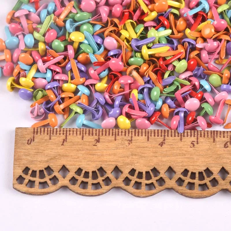 Metal Brads Mini Mixed Round Brads Scrapbooking Embellishment Fastener 4.5x8.5mm 200pcs
