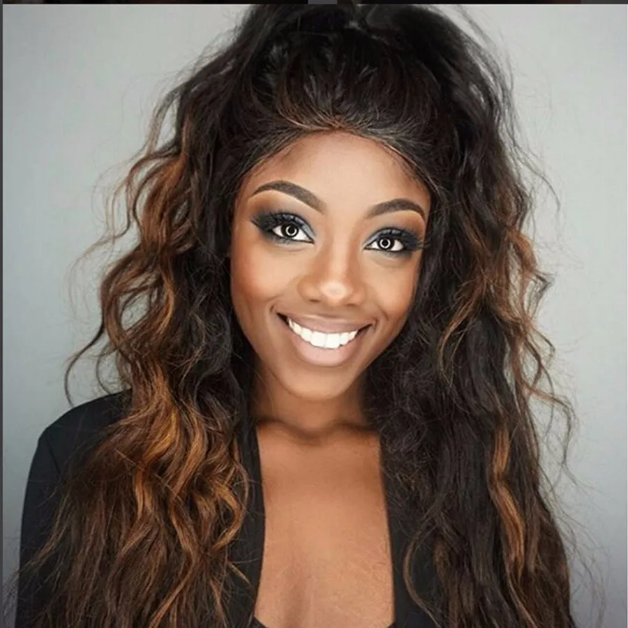 Long Ombre Full Lace Human Hair Wigs For Black Women Glueless Human