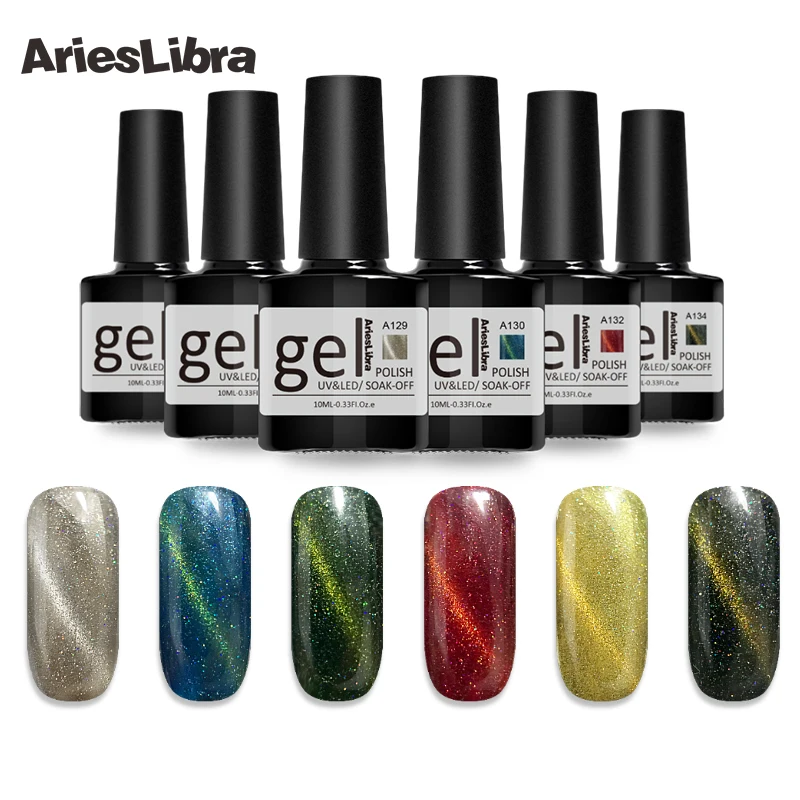 

AriesLibra 10ML Laser Cat Eye Gel Nail Polish Magical Magnet Soak off LED UV Gel Lacquer Nail Glue Nail Art Manicure