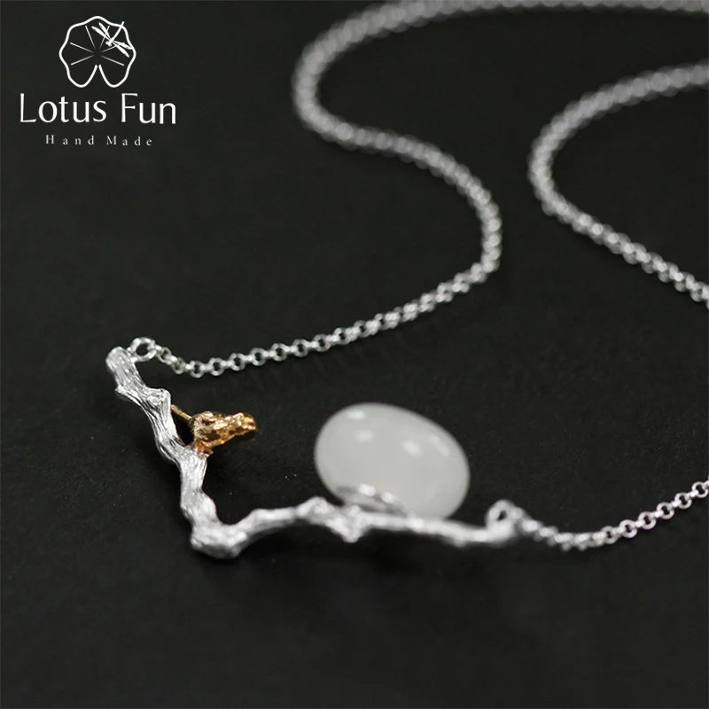 

Lotus Fun Real 925 Sterling Silver Natural Stones Handmade Fine Jewelry Retray Bird Necklace with Pendant for Women Bijoux