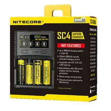 SC4 NITECORE Carregador Inteligente de Carregamento Mais Rápido Excelente com 4 Slots 6A de Saída Total Compatível Bateria IMR 18650 14450 16340 AA