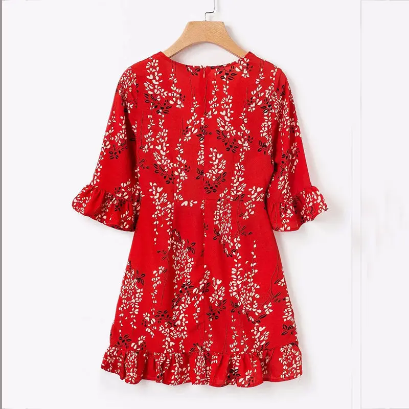 yinlinhe Red Beach Summer Dress Short Sleeve 2018 Sash Slim Waist Wrap Dress Women V neck Elegant Boho Ruffles Vestidos yinlinhe Red Beach Summer Dress Short Sleeve 2018 Sash Slim Waist Wrap Dress Women V neck Elegant Boho Ruffles Vestidos 8