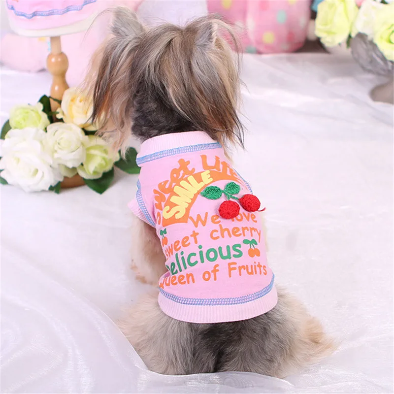 XS L Pink Vest For Dog Letter Printed Cute Pet Clothes Summer Style