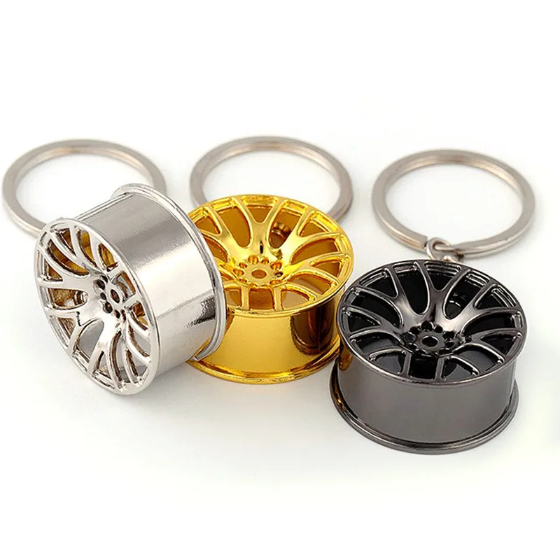 

New Design Car Key Chain Key Ring Cool Luxury metal Keychain creative wheel hub chain For Man Women Gift