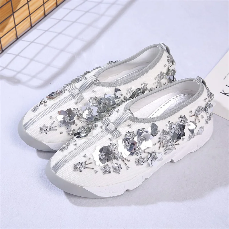 

Fashion Brand Mesh Sneakers Women Slip on Loafers Luxury Designers Hide Heel Platform Flat Ladies Casual Shoes Zapatos Mujer