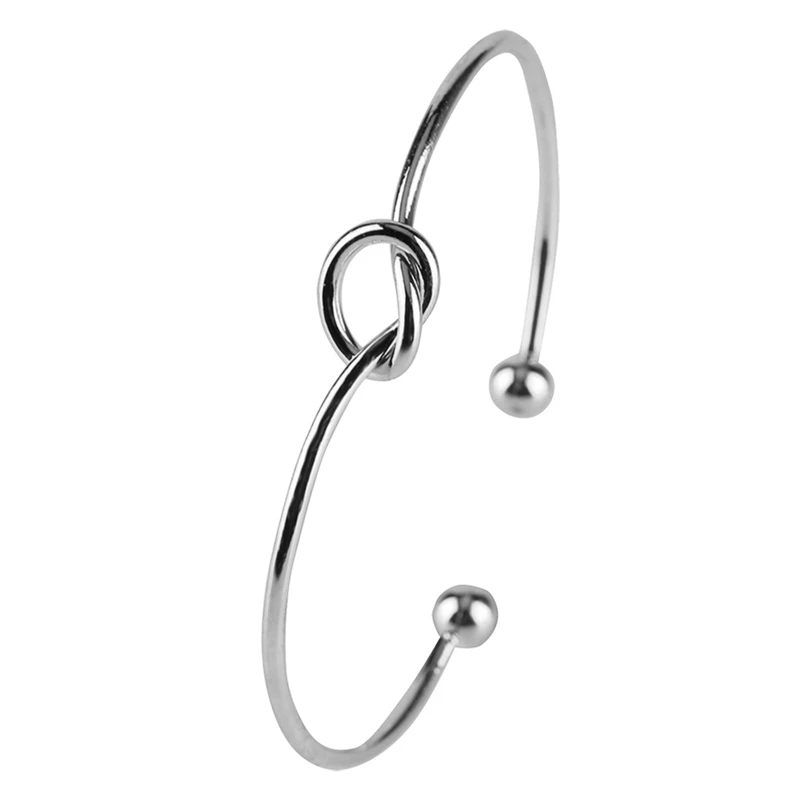 

YISUYA Minimalism Women Cuff Bracelets Bangle Knotted Heart Shape Silver Plated Casual Charm Jewelry Valentine Present