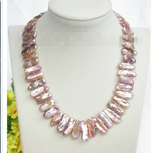 

natural NEW AAA 24mm baroque tooth purple BIWA pearls necklace 18" j8308 ^^^@^Noble style Natural Fine jewe SHIPPING (C0309)