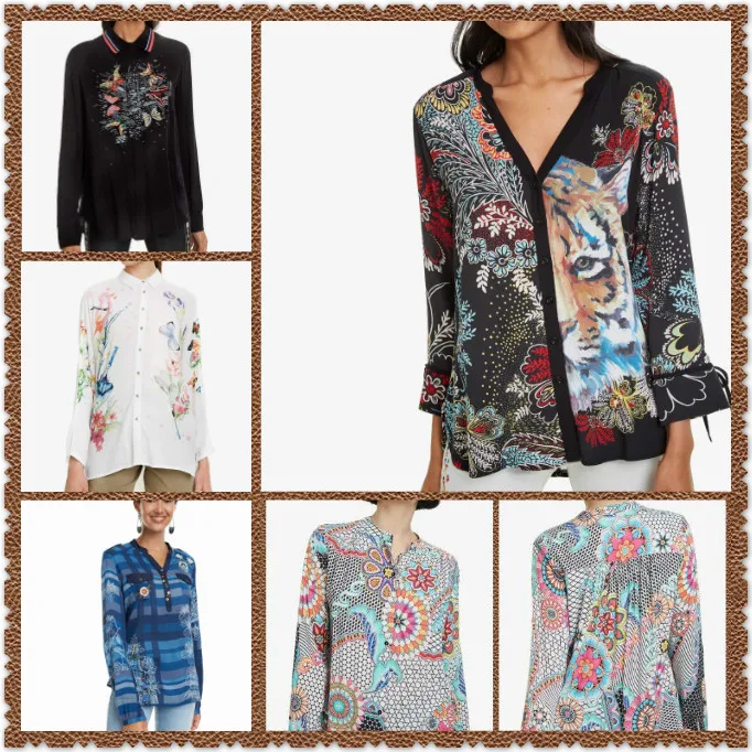 

Spanish deg Tide Printed Open Blouse Multiple styles new