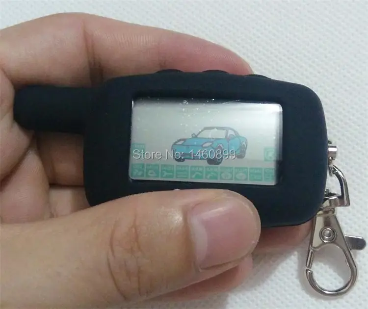 2 way LCD Remote Control Key Fob Chain Keychain with LOGO Silicone Key Case For Two