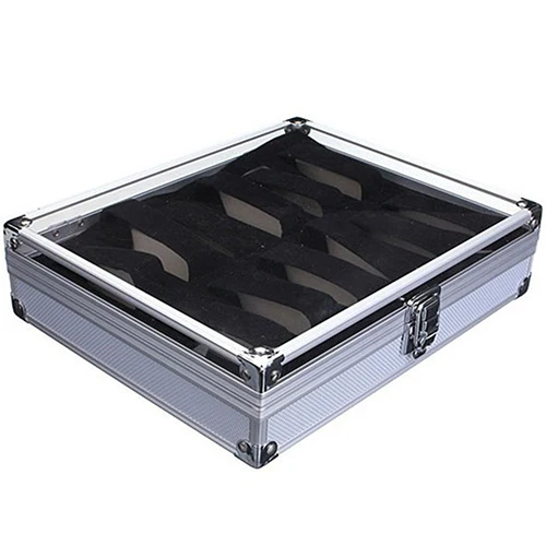 

6/12 Grid Slots Useful Jewelry Wrist Watches Holder Display Storage Box Aluminium Square Case Watch Holder Box Drop shipping