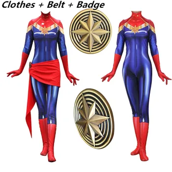 

Halloween Cosplay Carol Danvers Marvel Captain Marvel Carroll Danvers Jumpsuit Catsuit Sexy Clothing Womens Tights Clothing