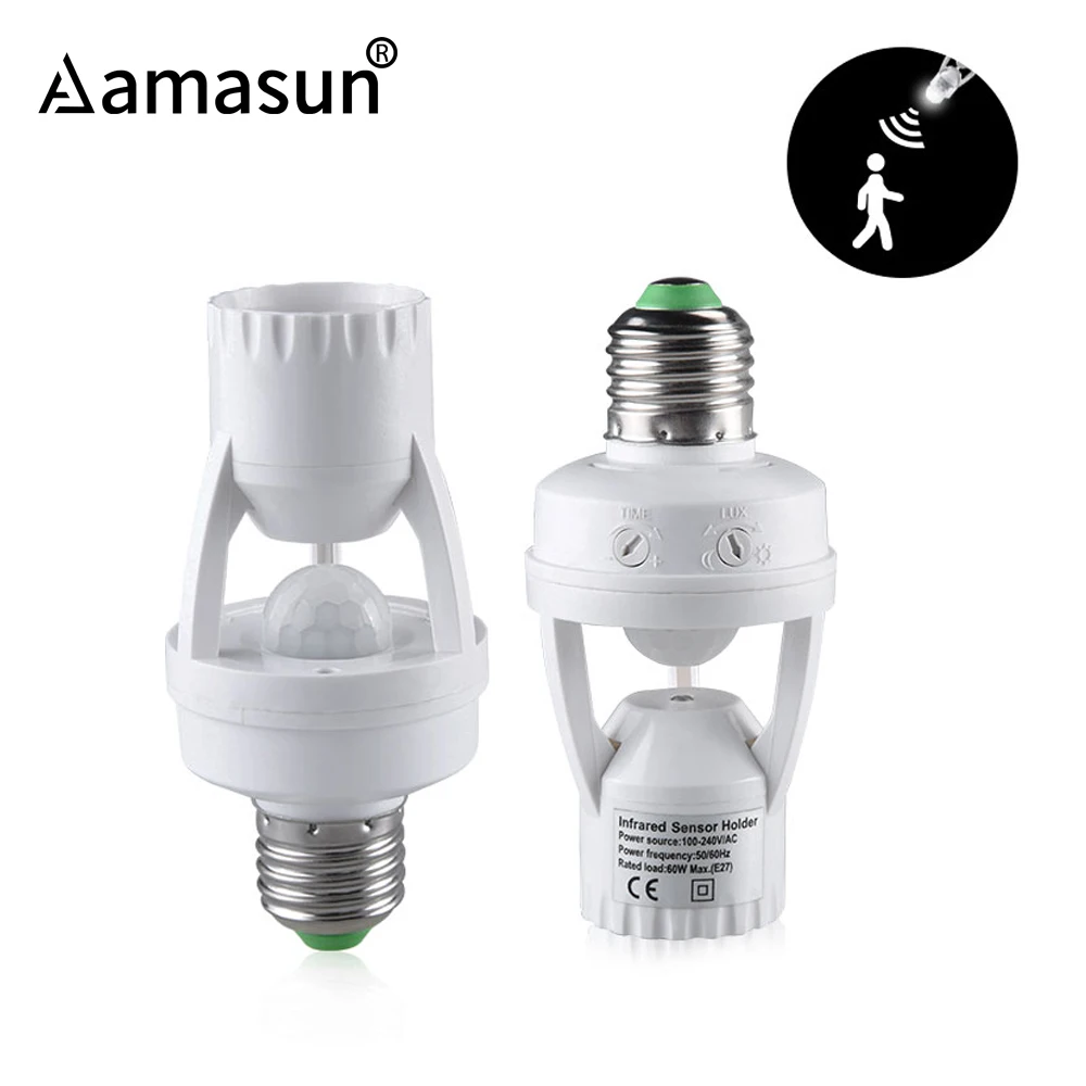

E27 Socket PIR Motion Sensor Lamp Holder Light Control Infrared Sensor Lamp Base 100-240V For E27 LED Bulb Lamp 360 Degree